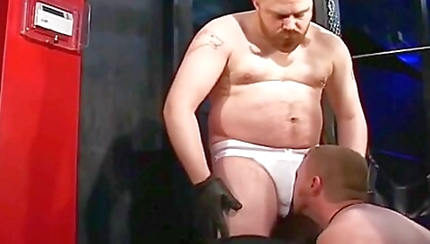 Chubby teen in a leather satch getting fucked hard
