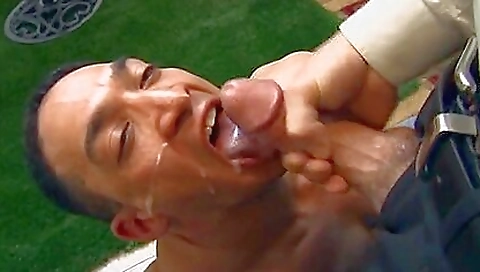 Mature with a big cock gets a deepthroat and facial