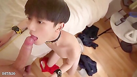 Two Asian babes make love and creampie a dude in a threesome