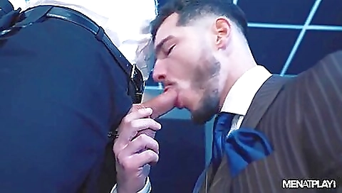 Brunette gets cumshot with a big dildo and a deep throat