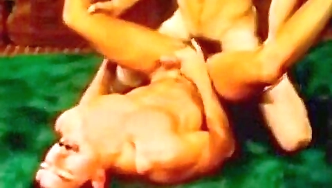 Vintage blonde gets a nice outdoor blowjob by a guy